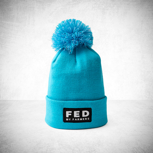 FED Bobble Hat in Aqua Blue