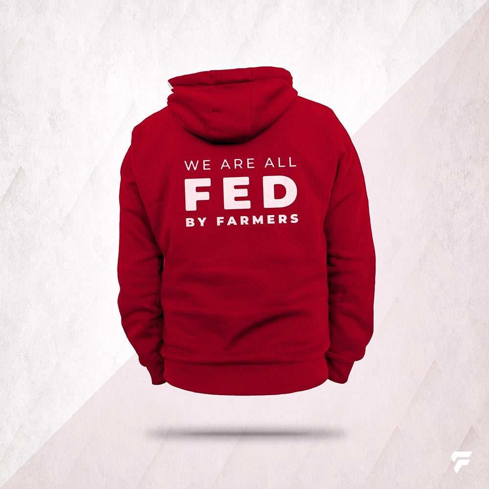 FED Unisex Pullover Hoodie in Red