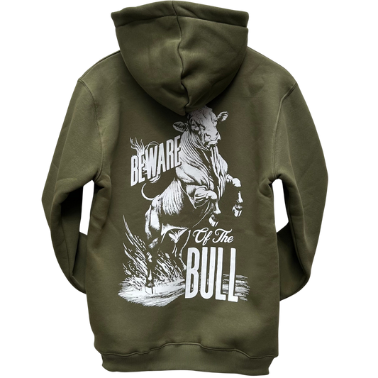 FED Hoodie With 'Beware of the Bull' Back Print - Green