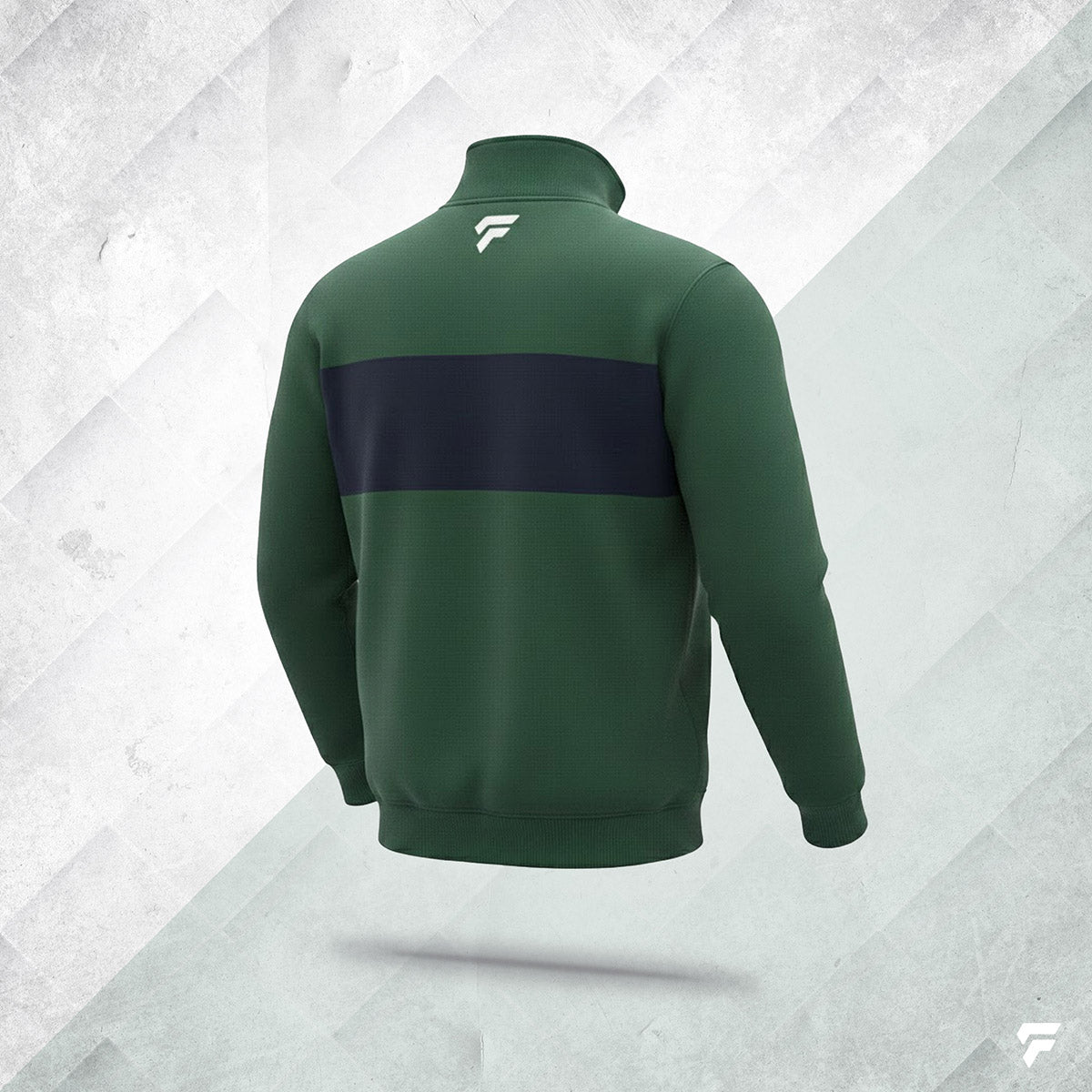 FED 1/4 Zip Jumper in Green with Navy Stripe