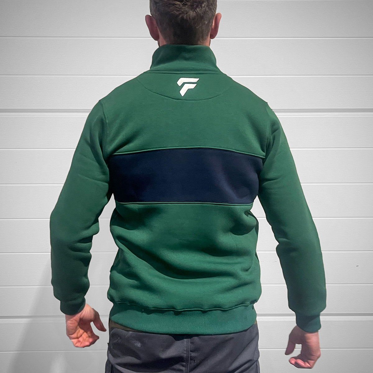 FED 1/4 Zip Jumper in Green with Navy Stripe