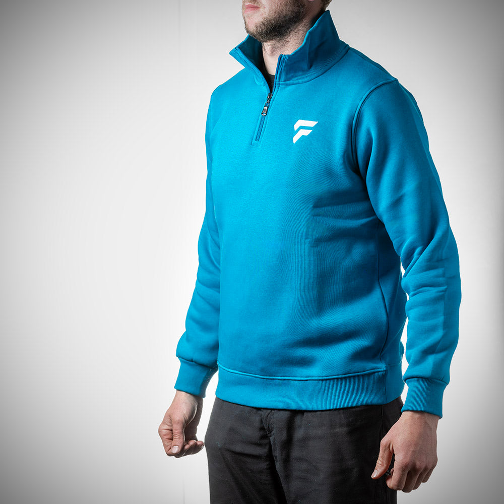 FED 1/4 Zip Jumper in Aqua Blue