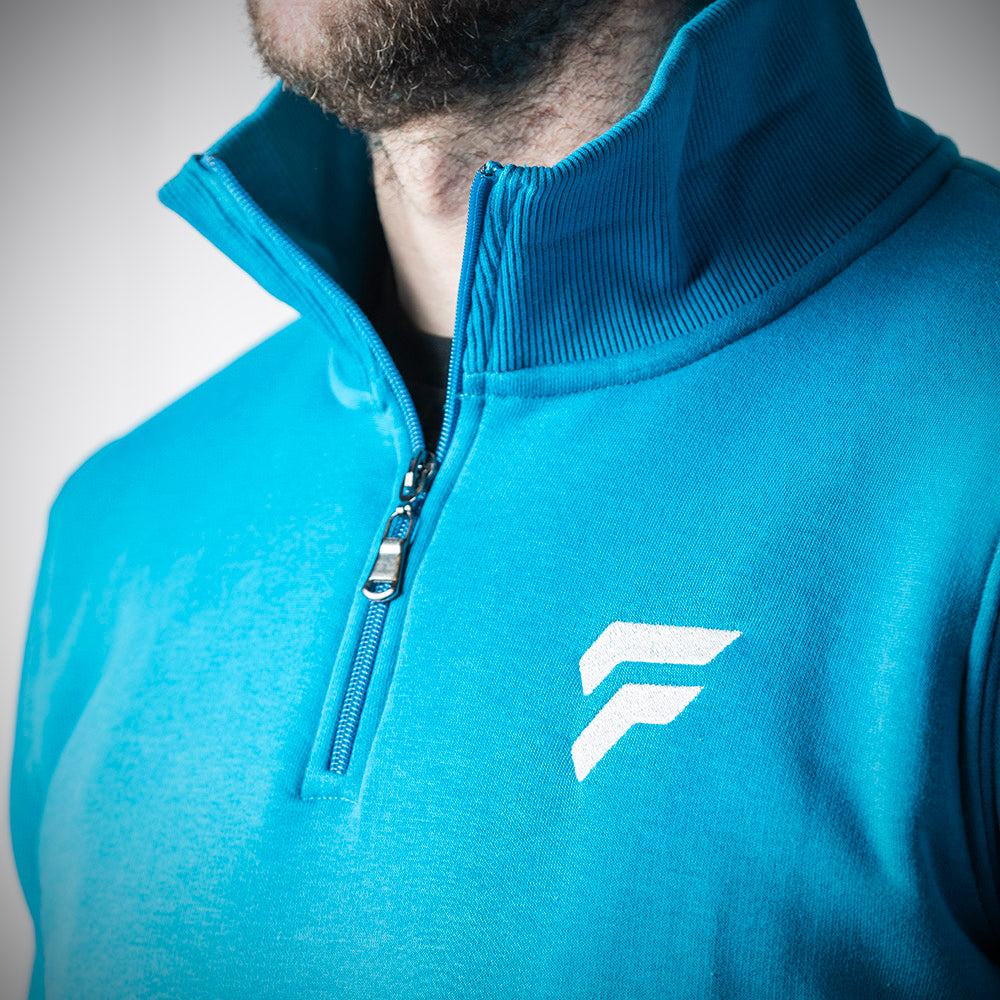 FED 1/4 Zip Jumper in Aqua Blue