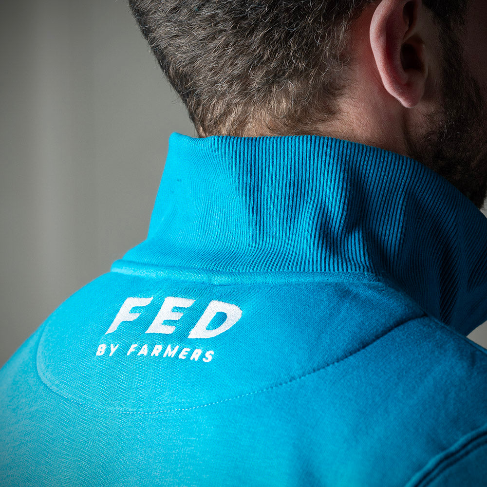 FED 1/4 Zip Jumper in Aqua Blue