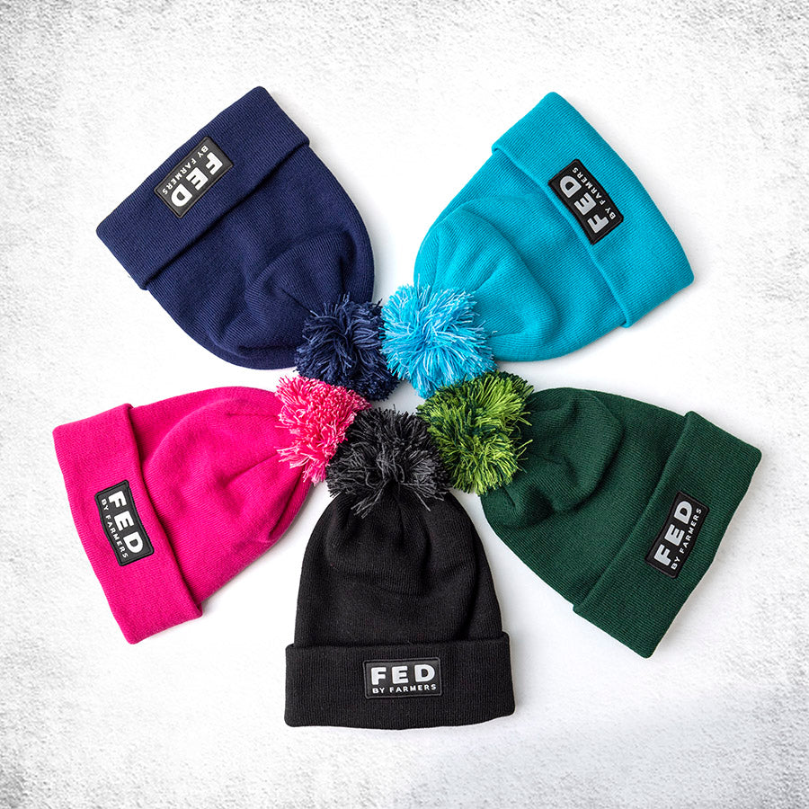 FED Bobble Hat in Aqua Blue