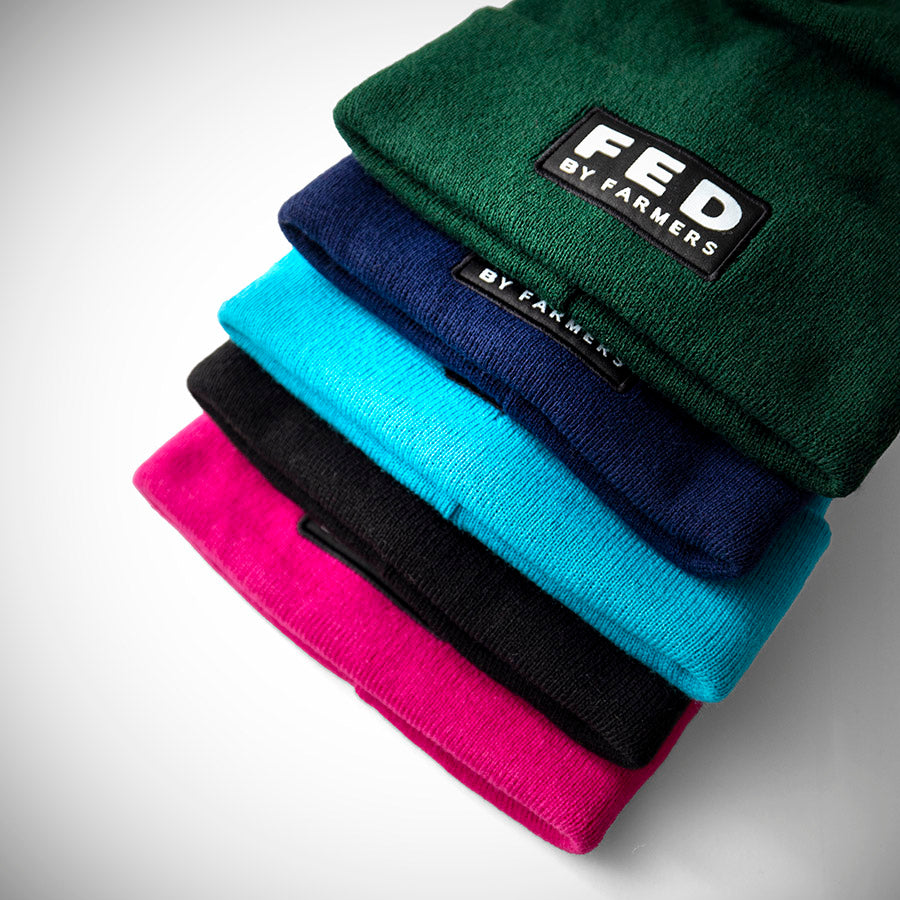 FED Bobble Hat in Aqua Blue