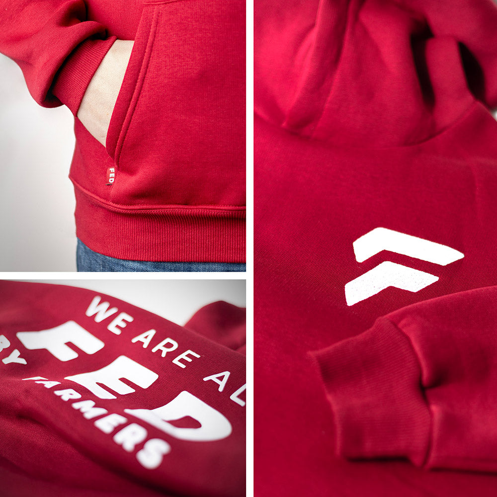 FED Unisex Pullover Hoodie in Red