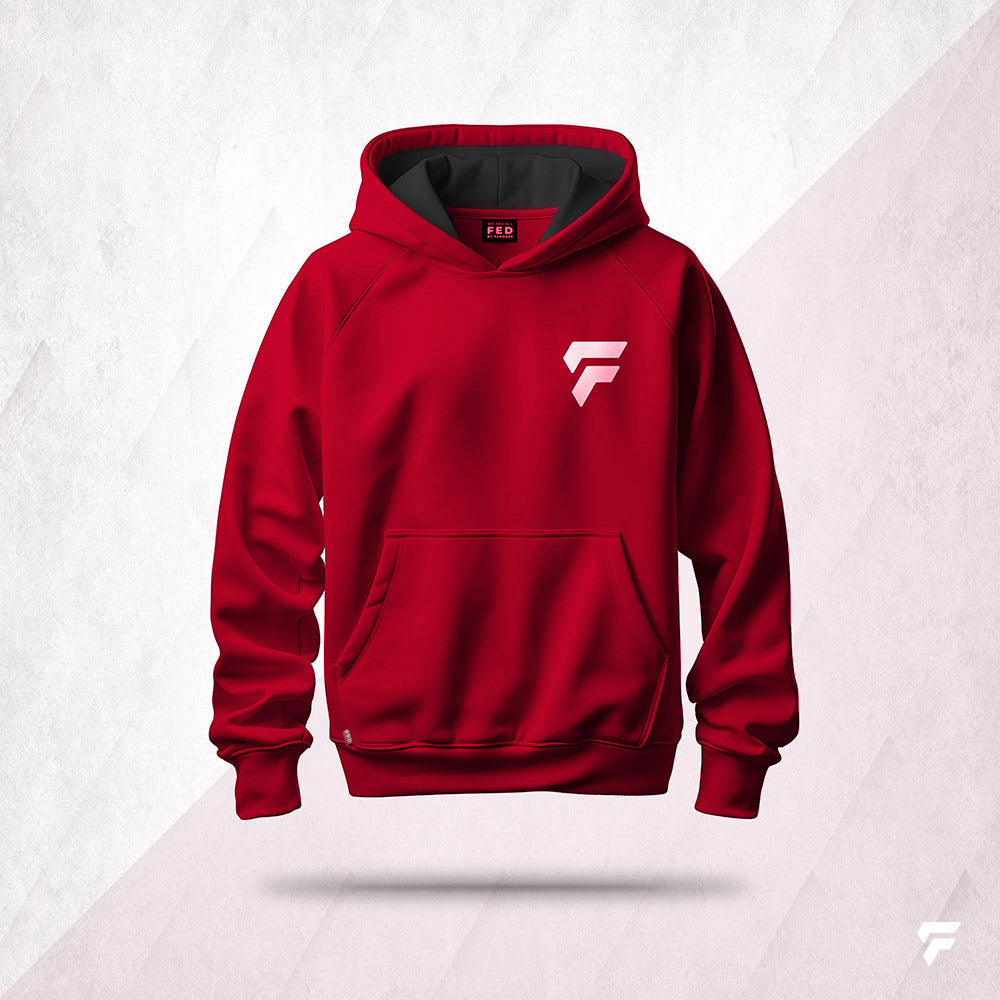 FED Unisex Pullover Hoodie in Red