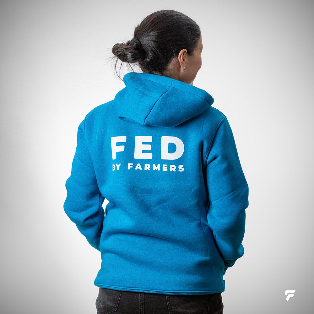 FED Unisex Pullover Hoodie in Aqua Blue