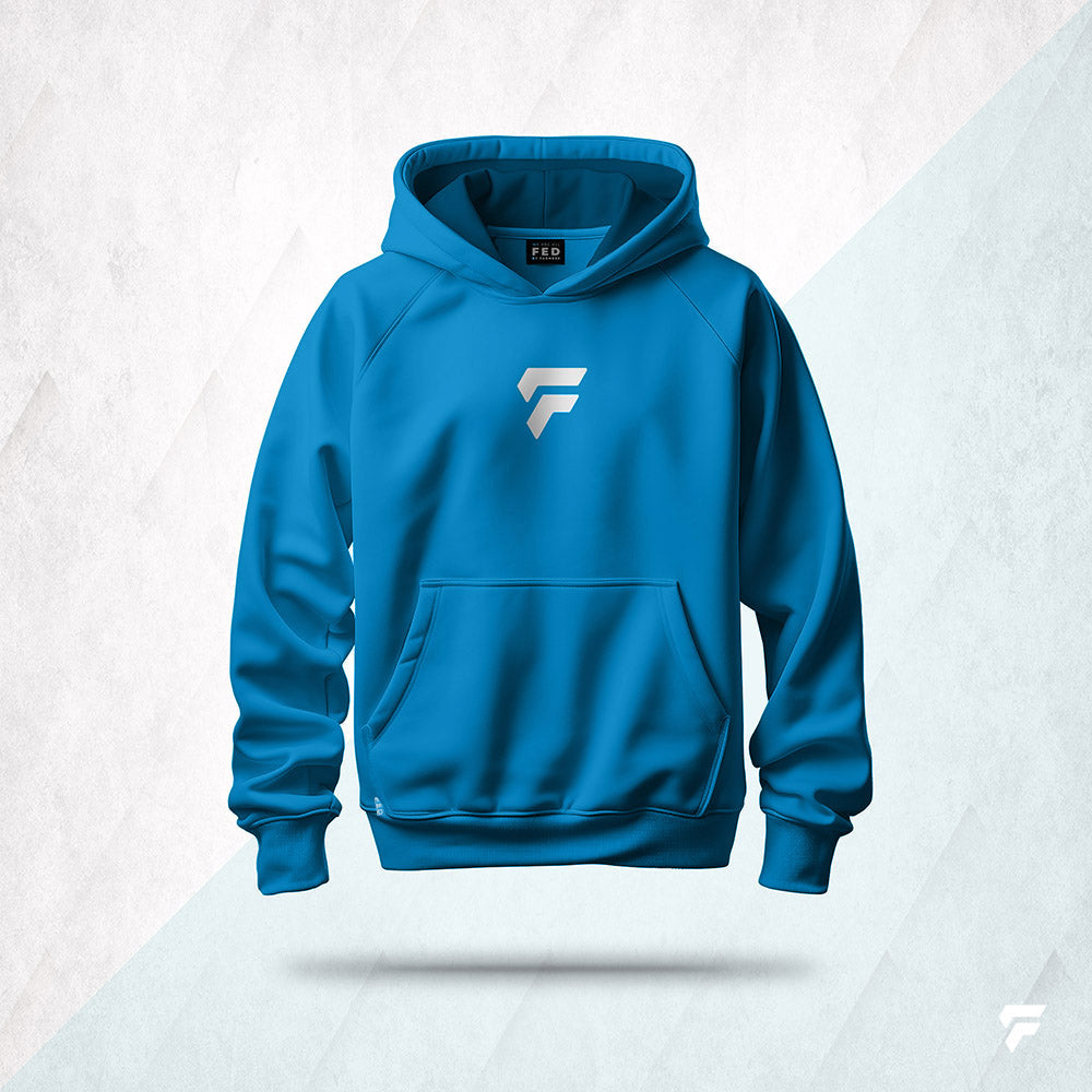 FED Unisex Pullover Hoodie in Aqua Blue