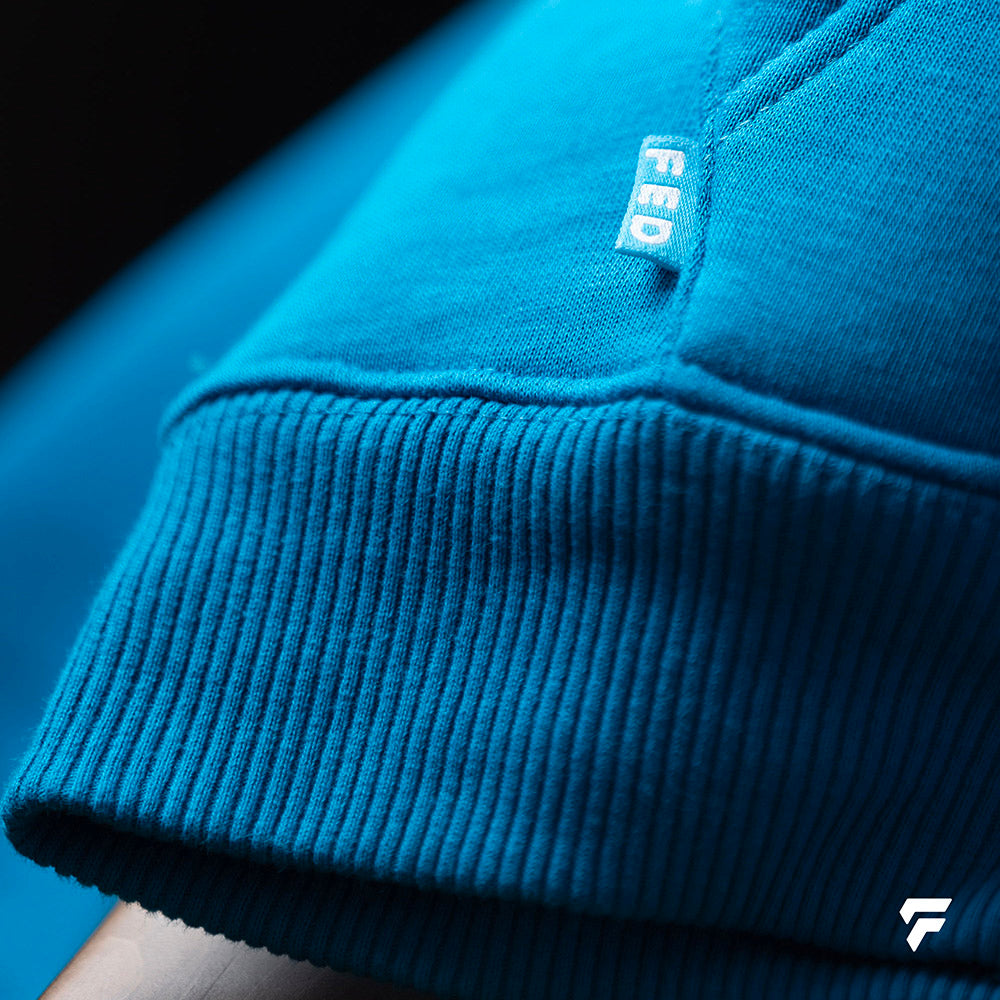 FED Unisex Pullover Hoodie in Aqua Blue