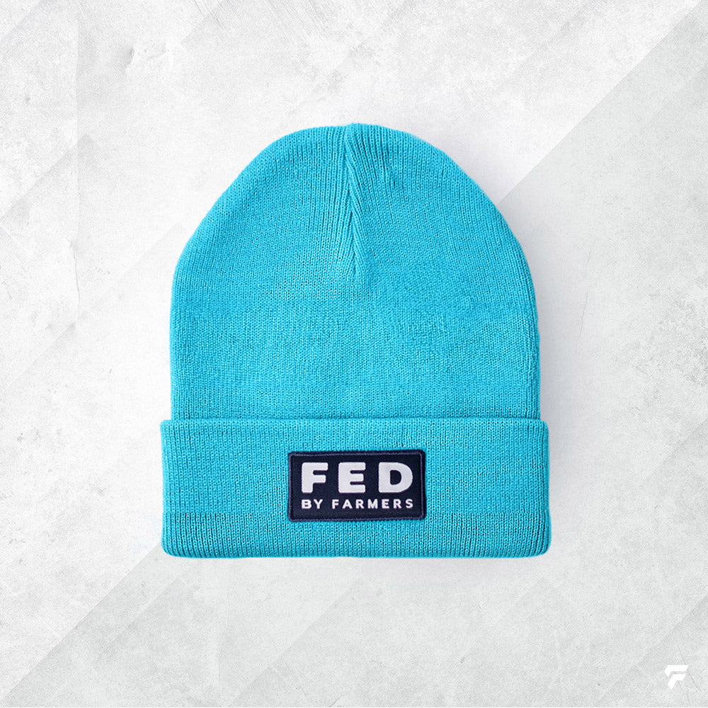 FED Beanie in Aqua Blue