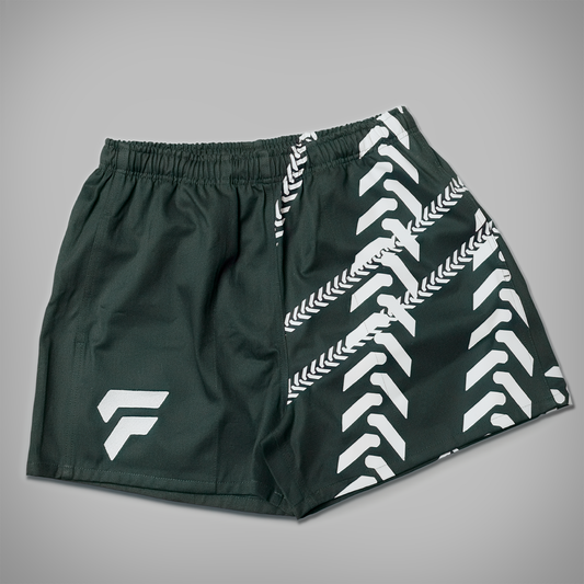 FED Rugby Shorts Green Tractor Print