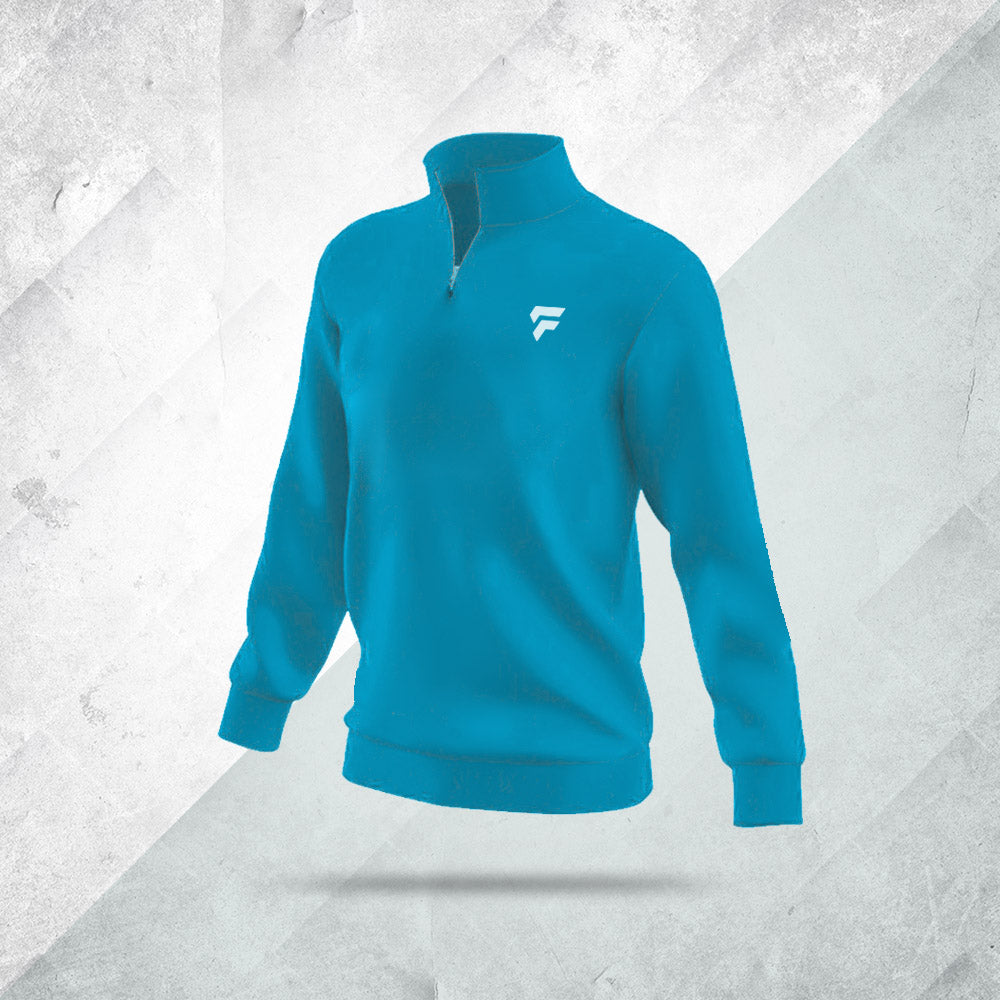 FED 1/4 Zip Jumper in Aqua Blue