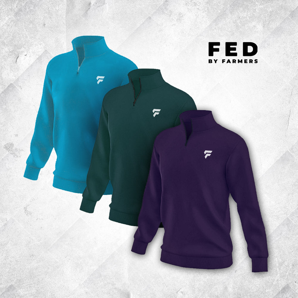 FED 1/4 Zip Jumper in Aqua Blue